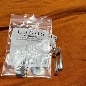 LAGOS Silver Teardrop Earrings with Textured Design